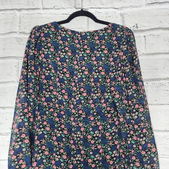 Nasty Gal V-Neck Long-Sleeve Floral Print Mini Dress Multi-Color Size 0 NWT - Picture 7 of 13